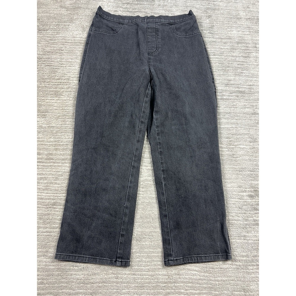 Isaac Mizrahi Live! Pants Womens 10 Black Pull On Cropped Cotton Blend